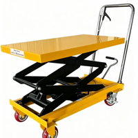 Chariot à double ciseaux manuel à jambes pliantes en acier au carbone, hauteur de levage 1,3 m, plateforme 915x500 mm pour le stockage et le transport