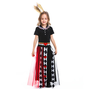 Disfraz de Halloween para Niñas, Conjunto de Vestido de <span class=keywords><strong>Reina</strong></span> de Corazones, Corona, Falda de Tul, Diamantes, Cuello con Volantes, Disfraz de Arlequín para Cosplay, Fiesta y Juego de Roles - Product Image 4