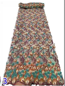 Tela de Encaje para Vestidos de Alta Gama, con Bordado de Tubo de Cuentas, Tridimensional, con Bordado de Lentejuelas Exquisito - Product Image 4