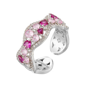 Openwork Ring With Micro Set Zircon Stones Niche Design Adjustable For Index Finger - Product Image 5