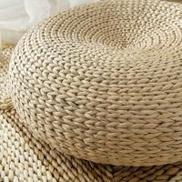 Pouf en jacinthe d'eau naturelle pour la décoration du salon, coussin de sol tatami tissé à la main