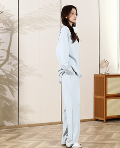 Ensemble 2 pièces pour femmes musulmanes modestes haut <span class=keywords><strong>tunique</strong></span> coupe ample et pantalon droit personnalisable - Product Image 5