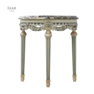 Tavolino da caffè antico con piano in marmo intagliato ad angolo per tavolino ad angolo per divano