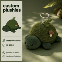 Porte-clés en peluche mignon en forme de tortue champignon mousseux, Porte-clés en peluche thème Forêt et Mer