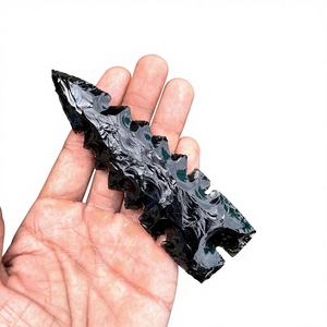 High Grade 3x6.5 Inches Black Obsidian Arrowhead Knife Hand-Knapped <b>Crystal</b> Blade Collectible Gemstone Knife - Product Image 1