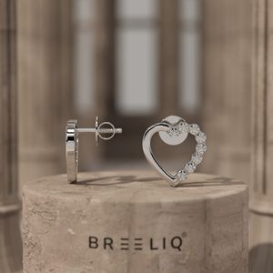 Boucles d'oreilles en or massif 14 carats avec diamants en forme de cœur, bijoux de luxe pour femmes, cadeau pour un anniversaire de mariage, des fiançailles ou un anniversaire - Product Image 3