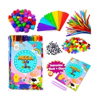 Perlengkapan Seni & Kerajinan Mega untuk Anak-Anak, Set Kerajinan Lengkap dengan Pom Pom, Pembersih Pipa, Proyek DIY untuk Sekolah & Rumah