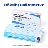 Fourniture directe usine – Sachets auto-scellants en film composite thermoscellable pour stérilisation dentaire, 200 pièces, film bleu