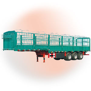 Valla de pared alta de 3 ejes, <span class=keywords><strong>jaula</strong></span> de transporte de ganado de animales laterales, remolque de camión de carga a la <span class=keywords><strong>venta</strong></span> - Product Image 2