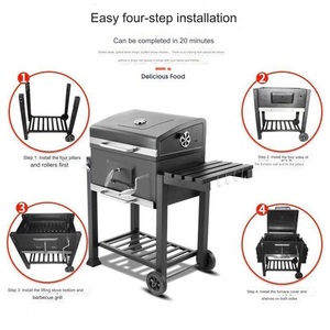 Ur-Health 24 pollici cortile esterno <span class=keywords><strong>americano</strong></span> Trolley Barbecue griglia affumicata acciaio di alta qualità e metallo quadrato pieghevole caratteristica - Product Image 4