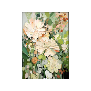 Pintura abstracta de flores sobre lienzo con marco de aleación de aluminio, arte de pared de estilo nórdico para decoración de sala de estar - Product Image 5