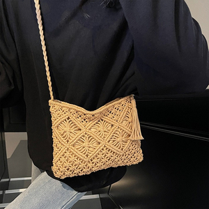 Sac bandoulière en coton crocheté fait main avec sangle réglable, sac tricoté fait main pour femmes, sacs à bandoulière pour femmes - Product Image 5