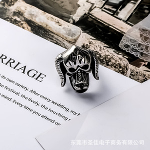 Anillo Único Retro de Titanio y Acero con Diseño de Cuerno de Toro SA880, Joyería con Forma de Animal, Regalo - Product Image 2