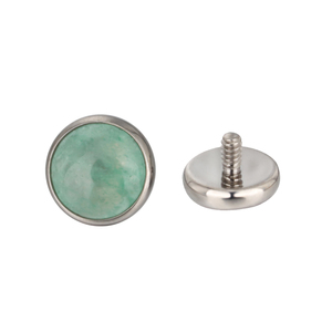 Piercing de Labio con Disco de Piedra Natural Preciosa y Engaste de Titanio, 16G, Roscado Internamente - Product Image 3