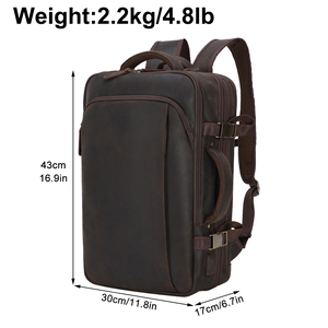 Mochila de Viaje Personalizada de Cuero Crazy Horse, Diseño Vintage Marrón, Gran Capacidad, Cuero de Búfalo, Estilo Ejecutivo - Product Image 2