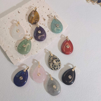 Pendentif Goutte d'Eau en Zircon Sertie de Cristaux, Pierre Naturelle Guérisseuse, avec Fermoir en Laiton pour la Fabrication de Bijoux DIY