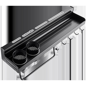 Wall Mounted Kitchen <b>Storage</b> Rack Knife Holder Seasoning Organizer Utensil Rack Punch Free Powder Coated Rectangle <b>Shelf</b> 2 - Product Image 5