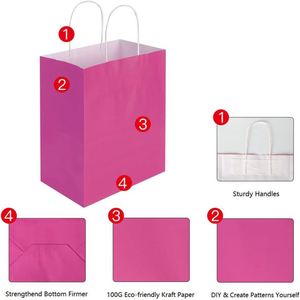 KUAIMA <b>Pink</b> Gift Bags with Handles15*8*21cm Goodie Bags for Party Favor Bags Baby Showers Birthdays & Special Occasions - Product Image 6