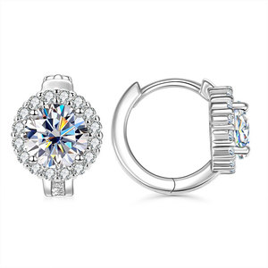 คลาสสิก VVS D GRA 2CT ตัดกลม Moissanite รัศมีห่วงต่างหูทอง14K เติมเต็มอินเทรนด์เครื่องประดับสำหรับทุกเพศ CU-EM-014 - Product Image 1