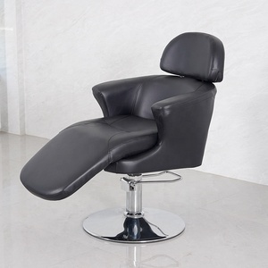 Fauteuil de Barbier Ergonomique Crème avec Repose-Pieds, Pivotant à 360 Degrés, Relevable Hydrauliquement, en Cuir PU - Product Image 3