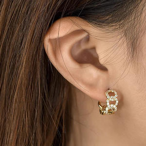 Orecchini E4085 con Diamanti Dorati, Placcati in Oro 22k, Taglio Brillante Rotondo, Diamanti Naturali, Gioielli di Lusso da Donna per Feste - Product Image 4