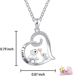 Nouveau collier romantique en alliage de zinc, pendentif maman et petit éléphant, <span class=keywords><strong>je</strong></span> <span class=keywords><strong>t</strong></span>'<span class=keywords><strong>aime</strong></span>, en forme de cœur, cadeau de mariage - Product Image 3