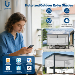Motorized Outdoor Roller <strong>Shade</strong> for Patio Custom Blinds Smart with Apple HomeKit, Alexa &amp; Google Home 5% Openness <strong>Black</strong> - Product Image 2