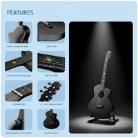 Guitare acoustique OEM personnalisée Natasha en fibre de carbone, cordes en acier, pour débutants, musiciens folkloristes et étudiants, avec mécaniques de réglage à bouton fermé