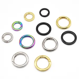 Durable 25mm round Metal Spring Ring Carabiner Clasp Brass Aluminum Alloy Plated Finish Industrial Use Carabiner Hook Clip