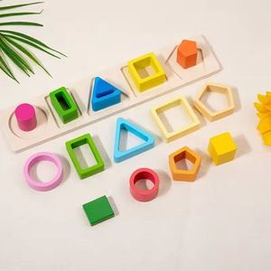 Montessori 1 2 3 Year Old Boys Girls Learning Eco-Friendly Wooden <b>Sorting</b> Stacking <b>Toy</b> <b>Shape</b> Sorter Color Stacker Custom Brand - Product Image 2