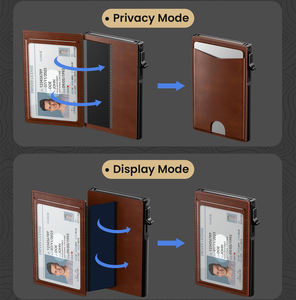 กระเป๋าสตางค์อลูมิเนียมแบบป๊อปอัพดีไซน์ใหม่ พร้อมช่องใส่บัตรแบบถอดได้ ป้องกัน RFID  วัสดุหนัง PU  บางเฉียบ สำหรับใส่บัตรเครดิตและธุรกรรมต่างๆ - Product Image 2