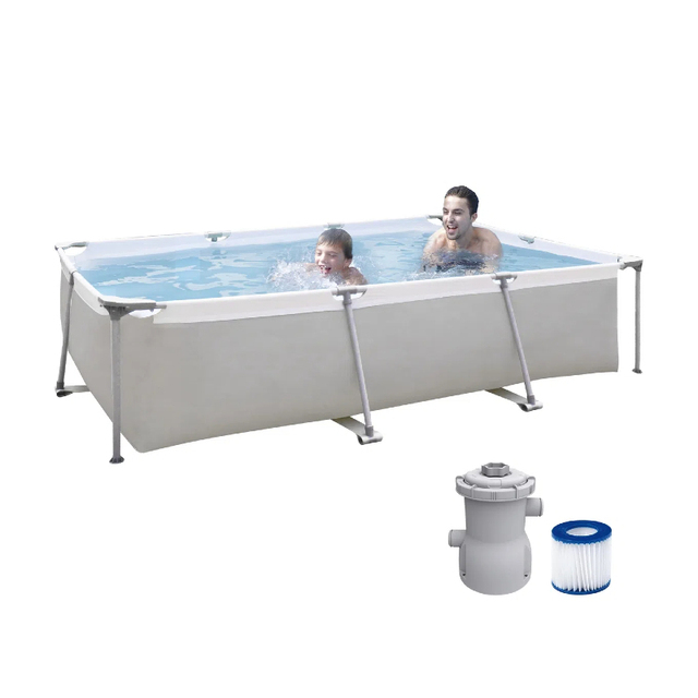 CUSTOM LOGO 10ft X 6.8ft X 25.6in Piscine Portable Above Ground Swimming Pool Rectangular Metal Frame Pool with Filter Pump