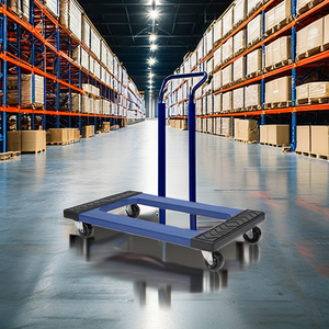 Lightweight Mover Dolly Cart Heavy Duty Diamond Tread Rubber Pads Non-Porous Polypropylene Platform Wood Dolly <b>Trolley</b> Dolly - Product Image 3