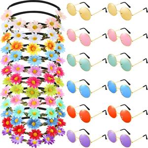 Conjunto de diadema y gafas de sol con diseño de margaritas para fiesta hippie, accesorios para disfraces de Halloween y Navidad, regalos no tóxicos - Product Image 2