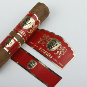 Custom Cigar Band Labels <b>Red</b> Gold Foil Stamping Rectangular Shape <b>Paper</b> Material For Nicaragua Cigars - Product Image 2