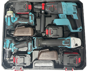 Factory Price Popular 4- Piece Power Tools Set Cordless Impact Wrench Angle Hammer Drill Set Tool Kit HYHKI401 Tool Set HYHKI401 - Product Image 1