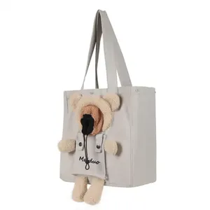 Teddybeer Crossbody Reizen Draagbare Hond Draagtas Voor Huisdieren Canvas Draagtas Voor Huisdieren Draagtas Kat Drager Rugzak