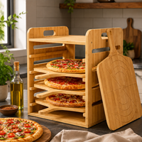 Plateau de service en bambou en gros avec 4 planches amovibles, organisateur multi-niveaux, logo personnalisé OEM pour les acheteurs B2B en gros