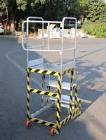 Plataforma Rodante de Aluminio de Alta Resistencia de 2 Escalones, Escalera Móvil para Almacén con Barandilla y Ruedas Bloqueables, Escaleras de Acceso Industriales