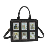 Sac à bandoulière zippé élégant de petite capacité, imprimé motif chat elfe, style luxe léger, nouvelle collection transfrontalière Europe-Amérique 2026