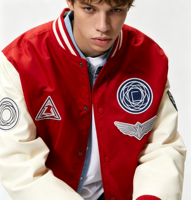 Veste bomber varsity en satin de soie coupe-vent avec broderie de logo personnalisé