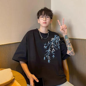 Short T-<b>Shirt</b> for Men Summer New American Retro Beaded 200g Heavy Cotton National Trend Large Size Loose Sleeveless Tee - Product Image 4