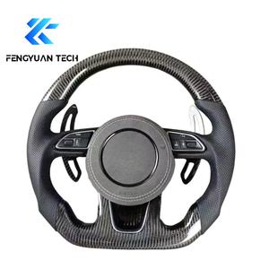 Volante Deportivo de Fibra de Carbono y Cuero con Base Plana para <span class=keywords><strong>Audi</strong></span> <span class=keywords><strong>A1</strong></span>/A3/A4/A5/A6/A7/RS5-RS7/S5-S7 con Pantalla LED y Agarre de 40 mm - Product Image 3