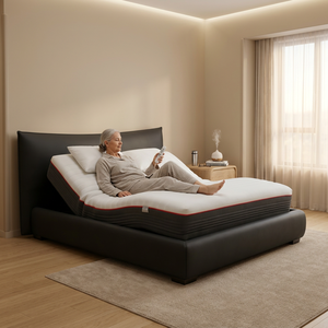 Cadre de lit réglable intelligent avec moteur allemand et télécommande sans fil, préréglage zéro gravité pour les soins à domicile des personnes âgées S1 Ad - Product Image 1