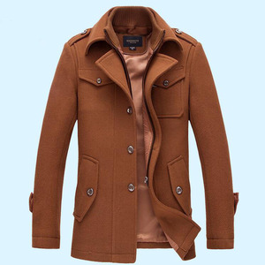 <span class=keywords><strong>Manteau</strong></span> en Laine Homme Automne <span class=keywords><strong>Hiver</strong></span>, Pardessus Business avec Col Tailleur, Motif Trench Brodé en Tissu Tricoté - Product Image 4