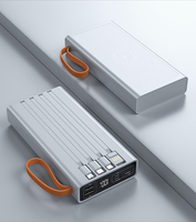 Banco de Energía Inalámbrico de 30000mAh con 4 Cables Integrados Tipo-C, Doble USB, Pantalla LED, Cargador Portátil de Li-Polímero para iPhone 12-16