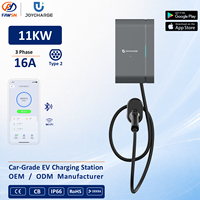 OEM ODM EVSE 11KW Tiga Fasa Tipe 2 Kabel Kompatibel OCPP Desain Pemasangan di Dinding Berperingkat IP66 Kontrol Aplikasi CE untuk Bisnis