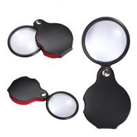 Loupe de poche pliable 8x50mm en cuir avec lentille en verre noire pour la lecture, les bijoux, la science et l'étude des pièces de monnaie