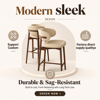 Chaise de bar moderne en pin massif de style nordique, petite chaise haute avec dossier pour la maison, l'hôtel ou le restaurant, style décontracté