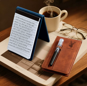 Carnet de notes personnalisé de format poche 8,7x13,7 cm avec couverture en cuir, bloc-notes avec papier inséré, carnet portable en PU avec porte-stylo sur la couverture - Product Image 4